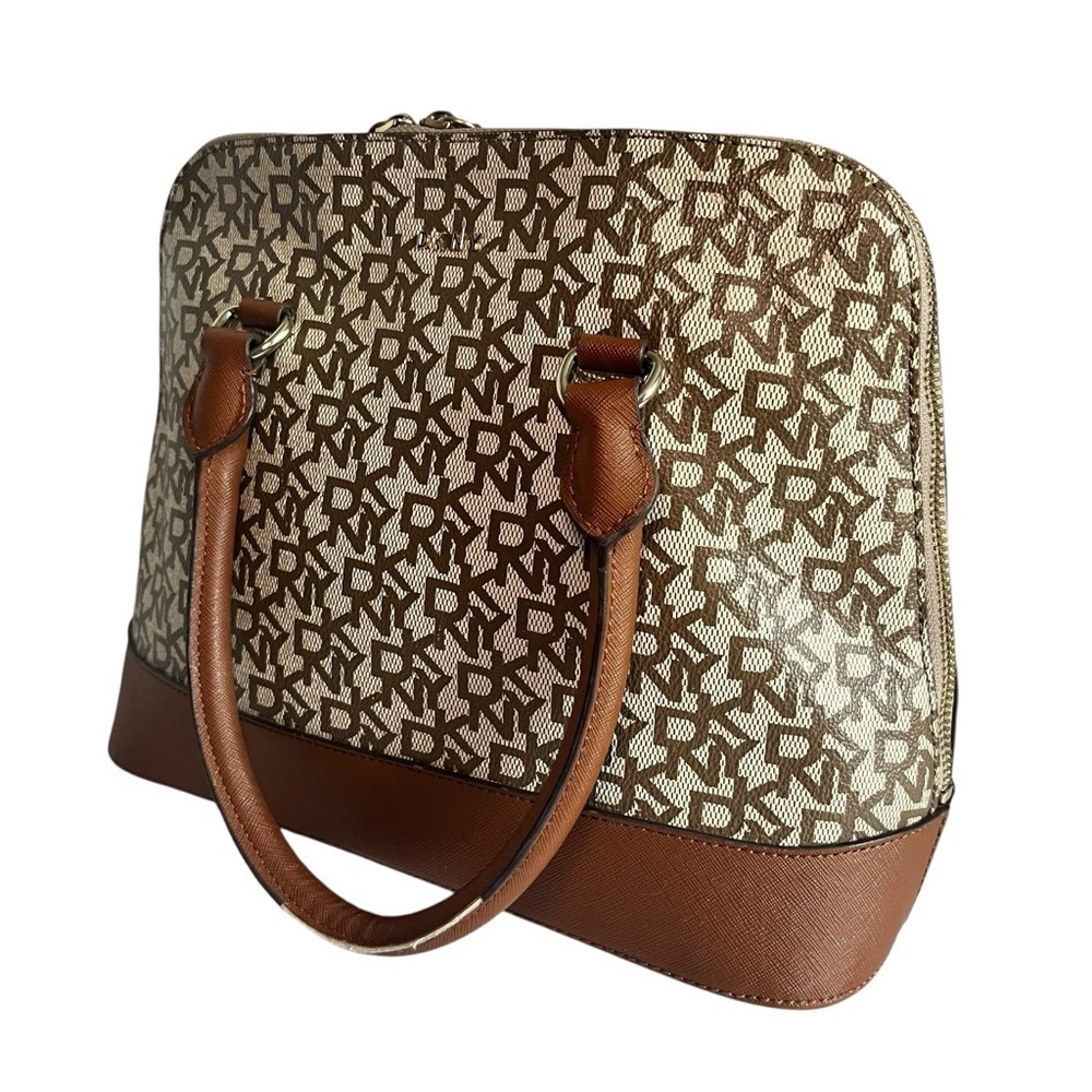DKNY Women Bryant  MD ROUND Brown/ Beige Satchel Bag Purse MSRP:$198 - Picture 3 of 12